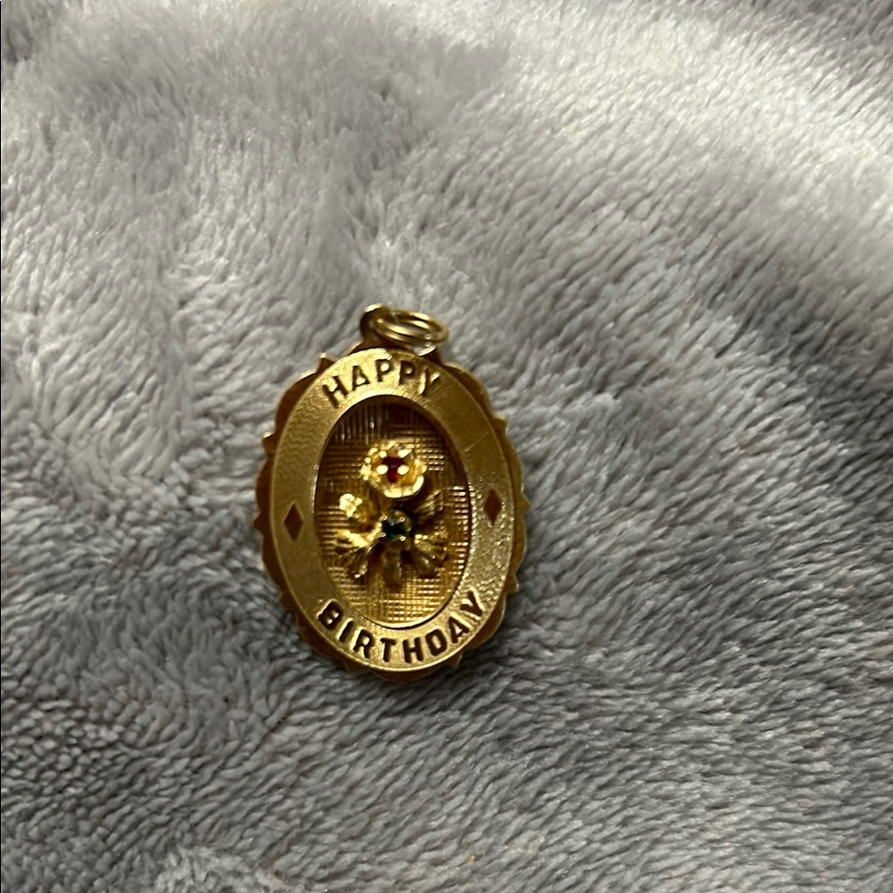 Unique Vintage Gold Happy Birthday Pendant